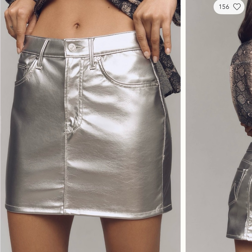 Mother Faux-Leather Mini Skirt